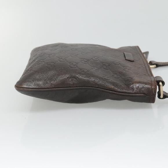 GUCCI GG Canvas Guccissima Bag Leather Dark Brown Gold - Picture 3 of 16